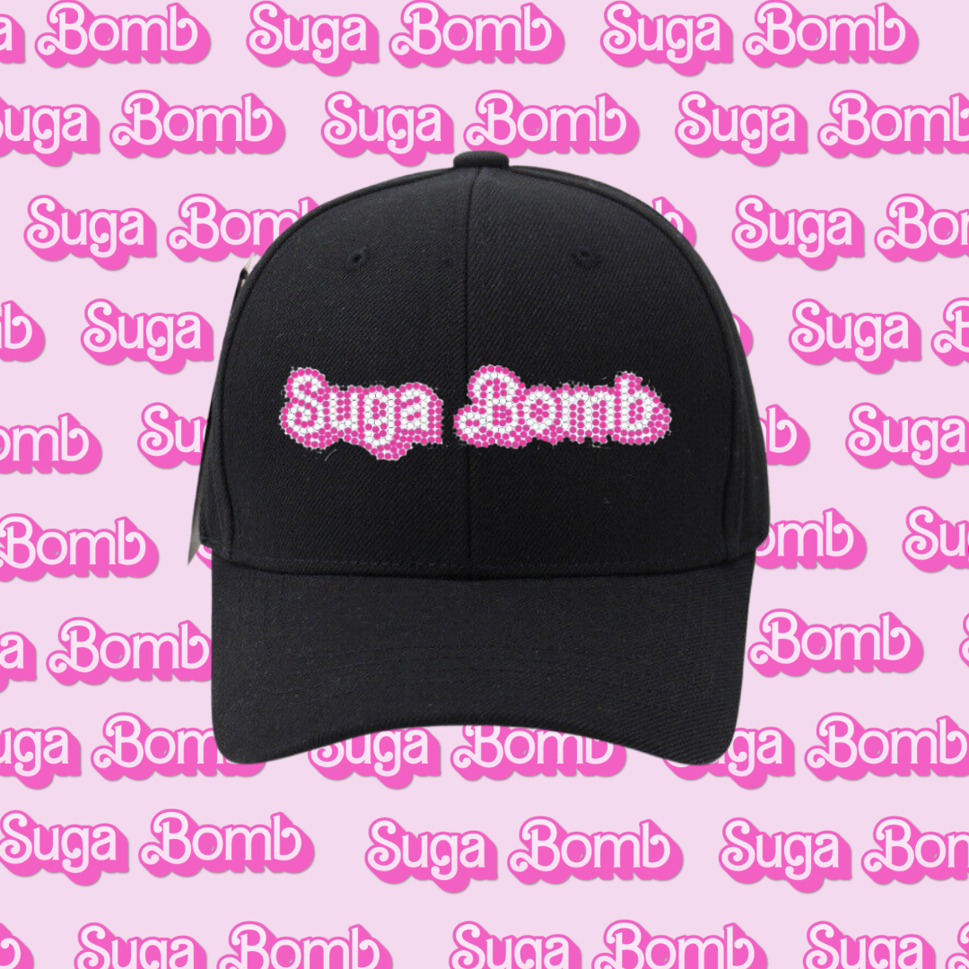 Black Rhinestone Logo Cap