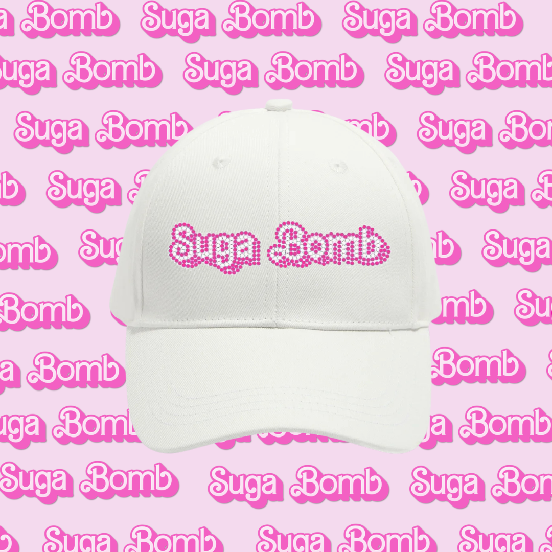 White Rhinestone Logo Cap